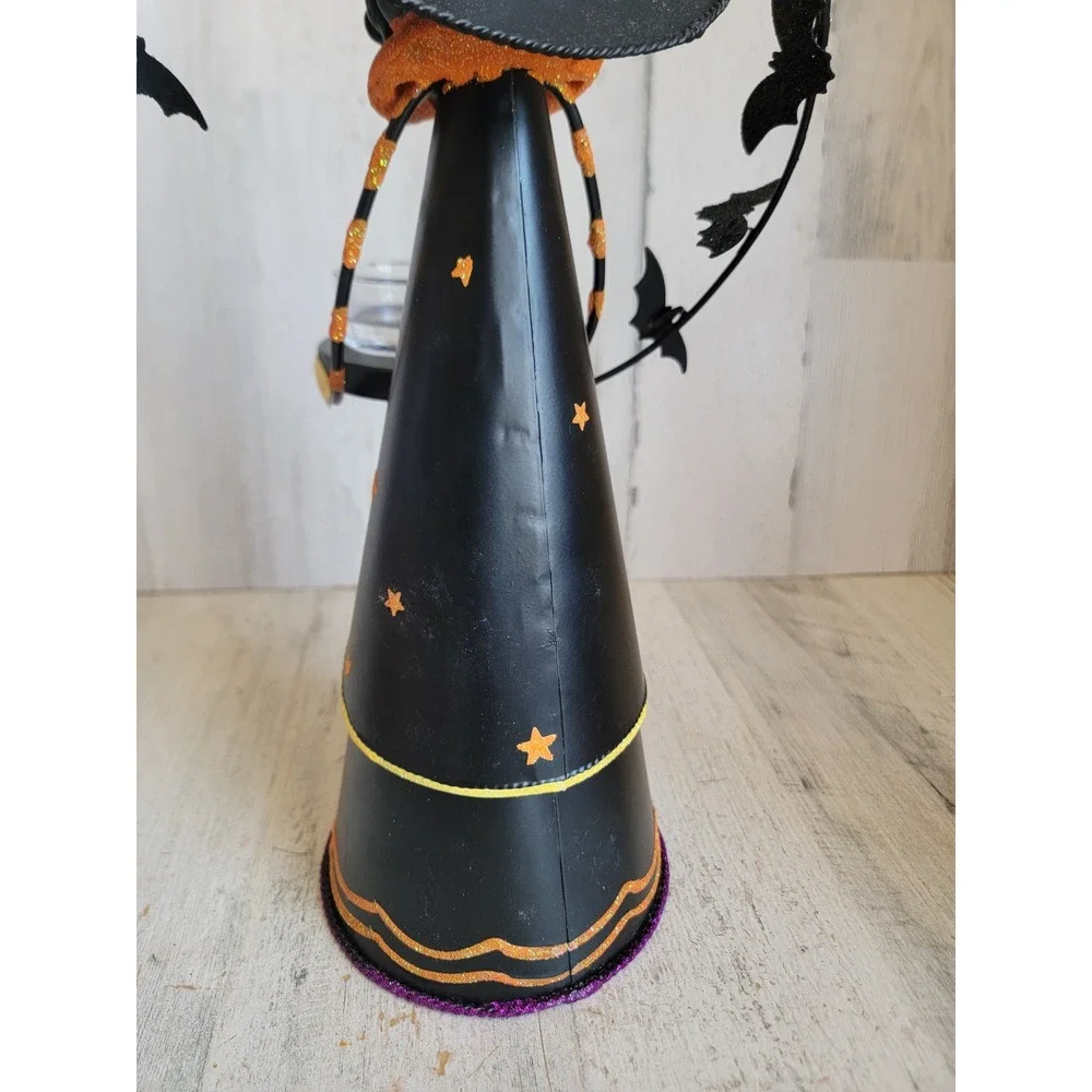 Party Lyte abracadabra witch metal tea light holder Halloween bat glitter star